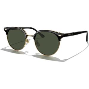 imageMERRYS Modern SemiRimless Square Acetate Sunglasses for Women and Men UV400 Polarized Sunglasses S6190Black FrameGold BridgeG15 Lens