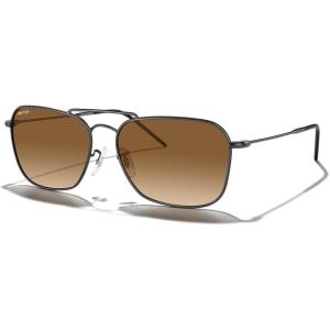 imageMERRYS Retro Metal Square Aviator Polarized Sunglasses for Men Women S6028Gun FrameBrown Gradient Polarized Lens