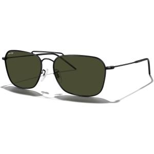imageMERRYS Retro Metal Square Aviator Polarized Sunglasses for Men Women S6028Matte Black FrameG15 Polarized Lens