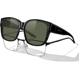 imageMERRYS Trendy Fit Over Polarized Sunglasses for Men Women Oversized Square Sun Glasses UV400 Protection Shades S6062Black FrameG15 Polarized Lens
