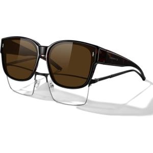 imageMERRYS Trendy Fit Over Polarized Sunglasses for Men Women Oversized Square Sun Glasses UV400 Protection Shades S6062Leopard FrameBrown Polarized Lens