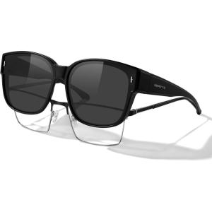imageMERRYS Trendy Fit Over Polarized Sunglasses for Men Women Oversized Square Sun Glasses UV400 Protection Shades S6062Matte Black FrameBlack Polarized Lens
