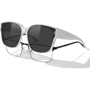 imageMERRYS Trendy Fit Over Polarized Sunglasses for Men Women Oversized Square Sun Glasses UV400 Protection Shades S6062White FrameBlack Polarized Lens