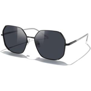 imageMERRYS Trendy Oversized Square Metal Frame Sunglasses for Women Flat Lens UV Protection Brand Sunglasses S6058Black FrameBlack Lens