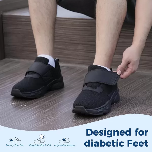 Orthorest Men Diabetic Walking Shoes Edema Shoes for Swollen Feet Arch Support Orthopedic SneakersBlack