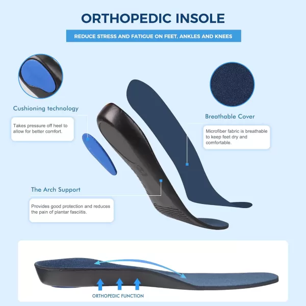 Orthorest Men Diabetic Walking Shoes Edema Shoes for Swollen Feet Arch Support Orthopedic SneakersBlack
