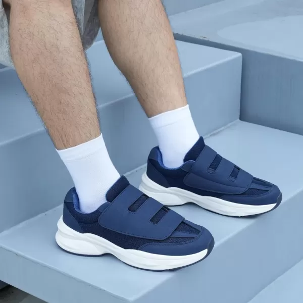 Orthorest Men Diabetic Walking Shoes Swollen Feet Shoe with Adjustable ClosureNavy