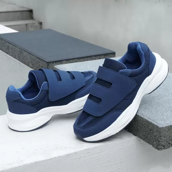Orthorest Men Diabetic Walking Shoes Swollen Feet Shoe with Adjustable ClosureNavy