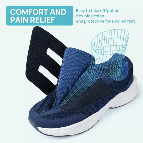 Orthorest Men Diabetic Walking Shoes Swollen Feet Shoe with Adjustable ClosureNavy