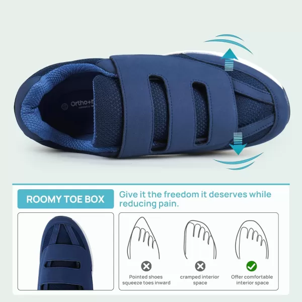 Orthorest Men Diabetic Walking Shoes Swollen Feet Shoe with Adjustable ClosureNavy