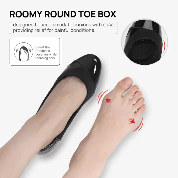 Orthorest Women Bunion Dress Shoes Low Heel Orthopedic Slip on Loafers Orthotic PumpsBlack