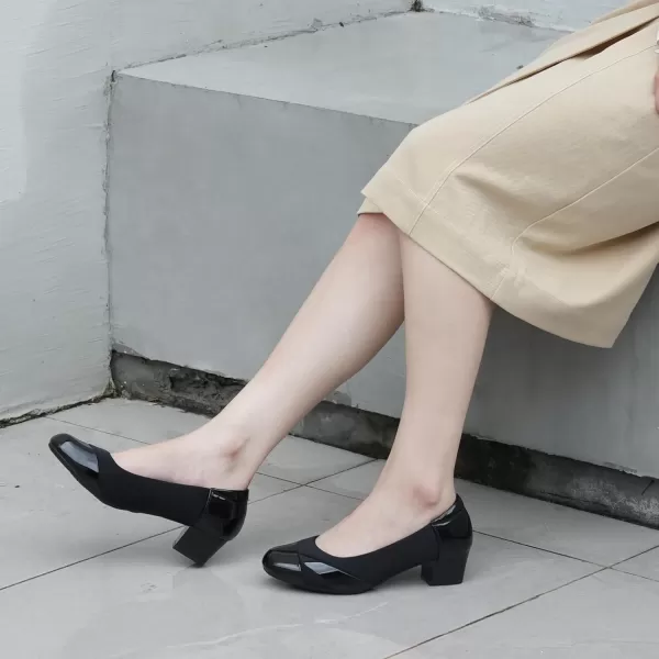 Orthorest Women Bunion Dress Shoes Low Heel Orthopedic Slip on Loafers Orthotic PumpsBlack
