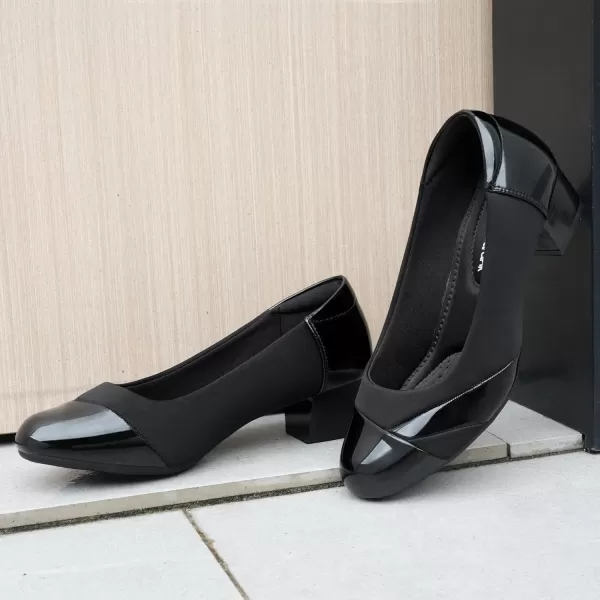 Orthorest Women Bunion Dress Shoes Low Heel Orthopedic Slip on Loafers Orthotic PumpsBlack