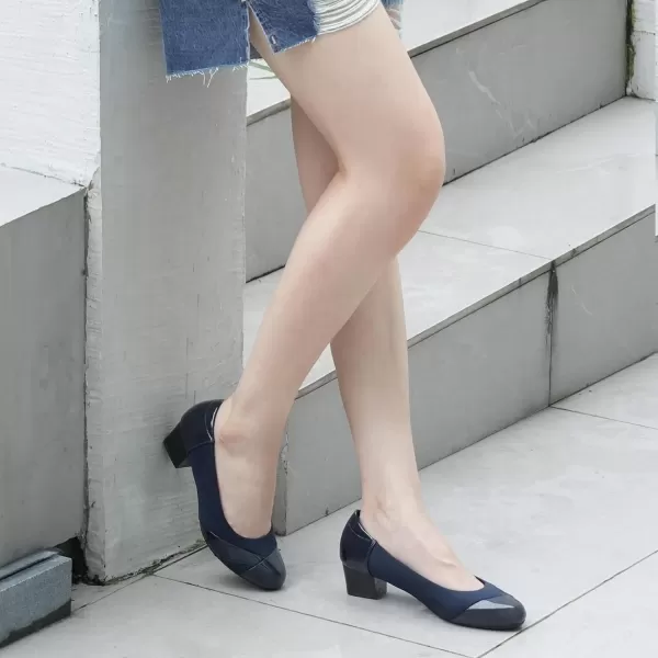 Orthorest Women Bunion Dress Shoes Low Heel Orthopedic Slip on Loafers Orthotic PumpsNavy