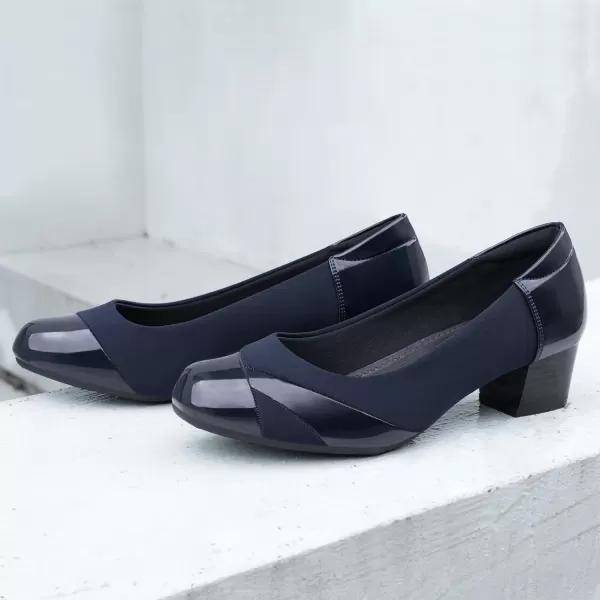 Orthorest Women Bunion Dress Shoes Low Heel Orthopedic Slip on Loafers Orthotic PumpsNavy