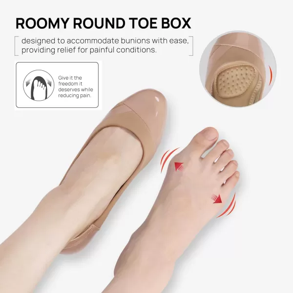 Orthorest Women Bunion Dress Shoes Low Heel Orthopedic Slip on Loafers Orthotic PumpsNude