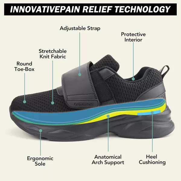 Orthorest Women Diabetic Shoes with Adjustable Closure Orthopedic Walking Shoes Edema Shoes for Swollen FeetBlack
