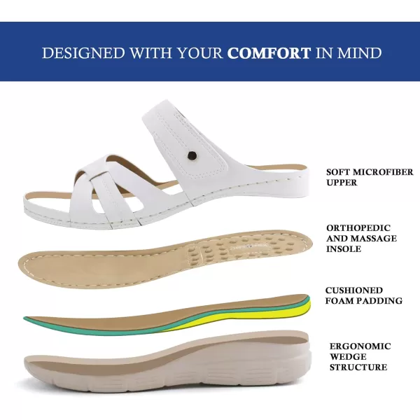 Orthorest Women Orthotic Slides Comfortable Orthopedic Sandals Walking Sandals with Arch SupportWhite