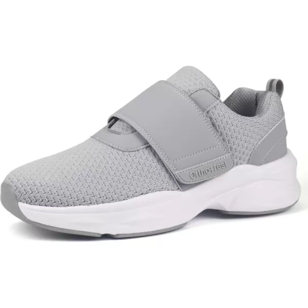 Orthorest Men Diabetic Walking Shoes Edema Shoes for Swollen Feet Arch Support Orthopedic SneakersLtgrey