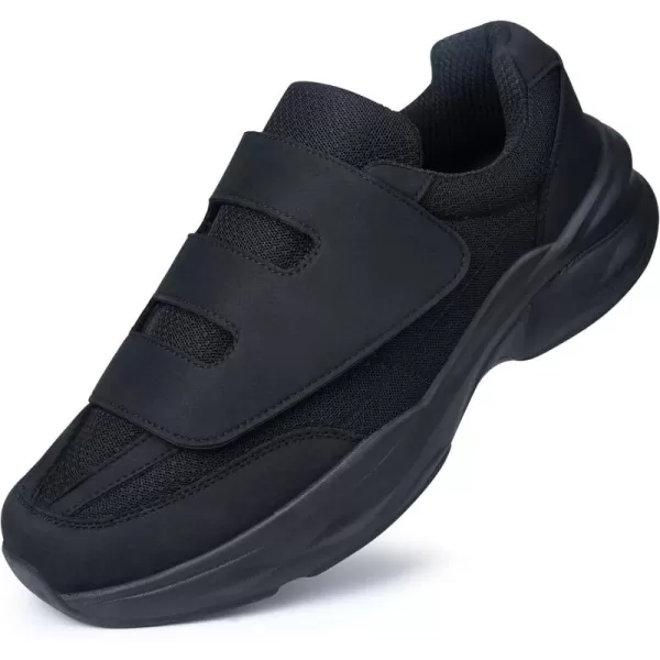 Orthorest Men Diabetic Walking Shoes Swollen Feet Shoe with Adjustable ClosureBlack