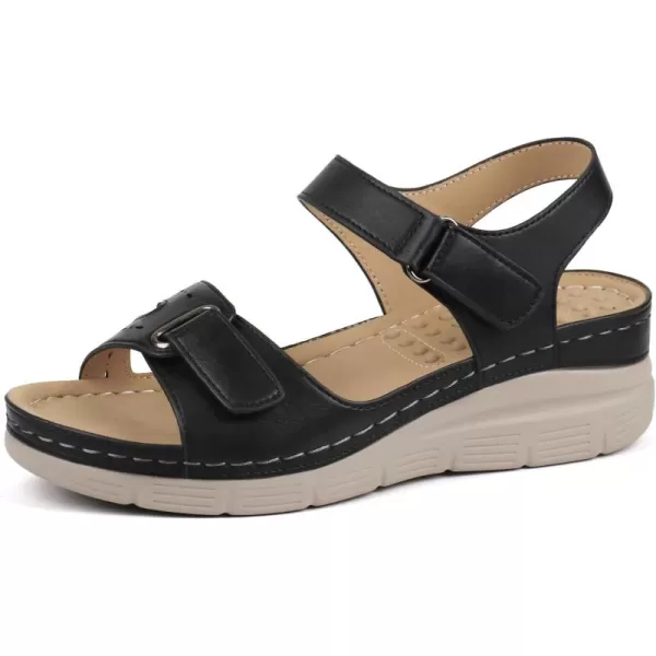 Orthorest Women Comfortable Walking Sandals Orthotic Arch Support Dress SandalsBlack