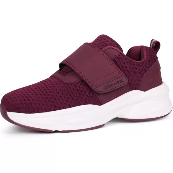 Orthorest Women Diabetic Shoes with Adjustable Closure Orthopedic Walking Shoes Edema Shoes for Swollen FeetBurgundy