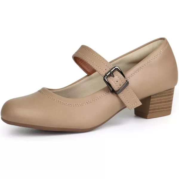 Orthorest Women Mary Janes Shoes for Bunions Orthopedic Dress Shoes Low Chunky Heels Work PumpsBeige