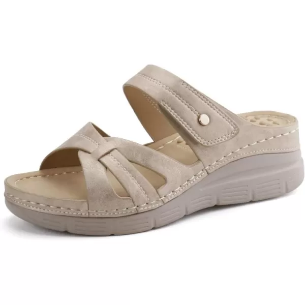 Orthorest Women Orthotic Slides Comfortable Orthopedic Sandals Walking Sandals with Arch SupportBeige