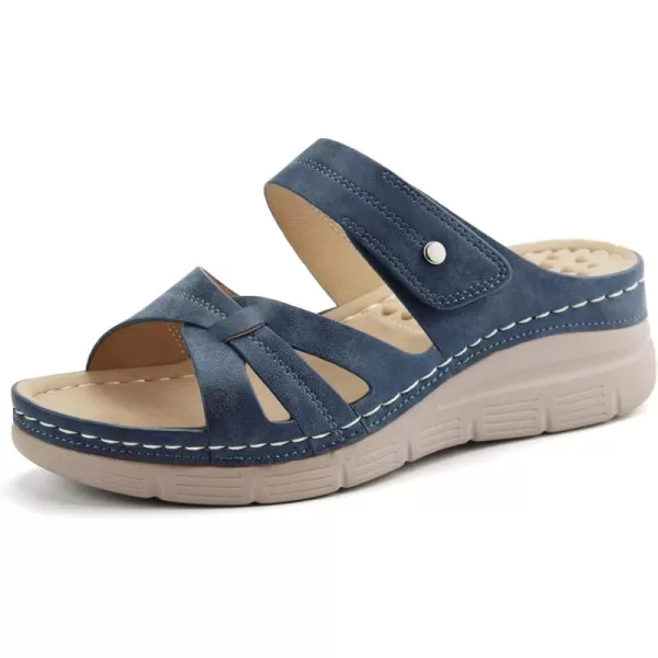 Orthorest Women Orthotic Slides Comfortable Orthopedic Sandals Walking Sandals with Arch SupportNavy