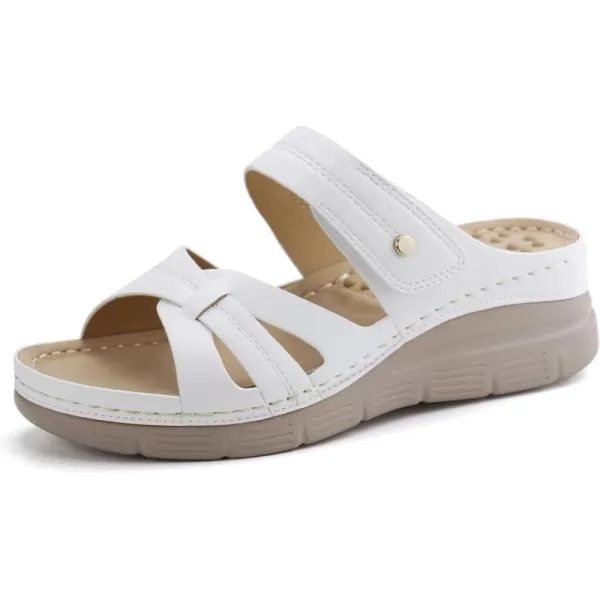 Orthorest Women Orthotic Slides Comfortable Orthopedic Sandals Walking Sandals with Arch SupportWhite