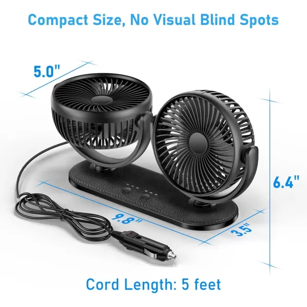 TriPole Car Fan Backseat Dashboard Fan for Car USB Powered ampamp 12V24V Vehicle Cooling Fan Bundle