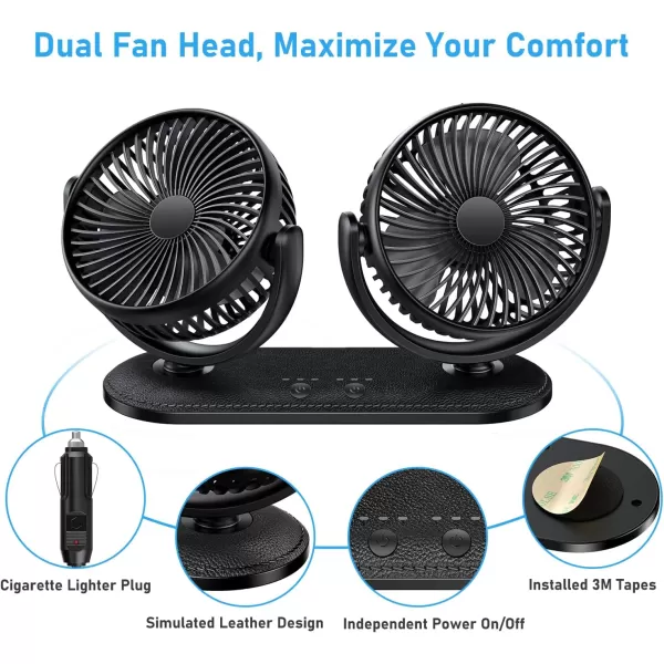 TriPole Car Fan Backseat Dashboard Fan for Car USB Powered ampamp 12V24V Vehicle Cooling Fan Bundle
