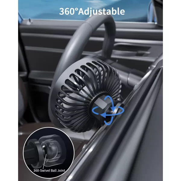 TriPole Car Fan USB Fan for Car Vent Powerful 3 Speed Car Cooling Clip Fan with Quiet Brushless Motor 360 Degree Rotatable Portable Fan for Car Vehicle Van Truck SUV RV