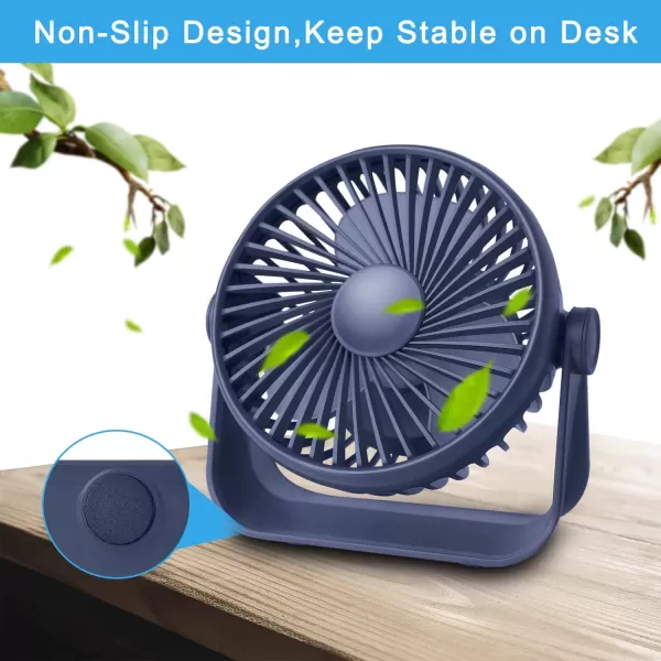 TriPole Desk Fan Small Table Fan Rechargeable Battery Operated Mini Fan 360 Degree Rotation 51 Inch Portable Fan 4 Speed USB Personal Fan for Home Office