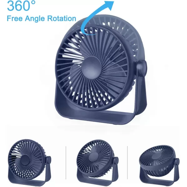 TriPole Desk Fan Small Table Fan Rechargeable Battery Operated Mini Fan 360 Degree Rotation 51 Inch Portable Fan 4 Speed USB Personal Fan for Home Office