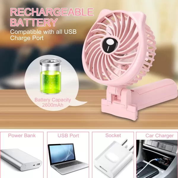 TriPole Mini Handheld Fan Bundle Rechargeable Battery Operated Portable Fan 3 Speeds Small Personal Fan for Eyelash Extension Makeup Hot Flashes
