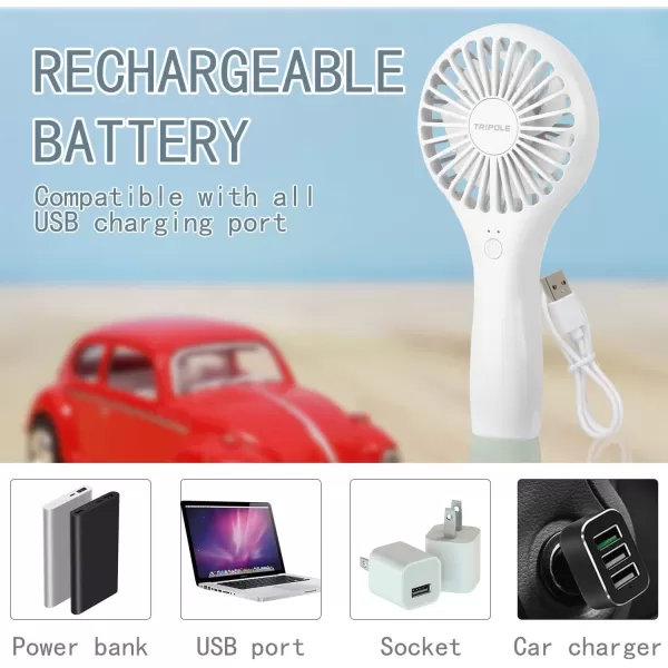 TriPole Mini Portable Fans Bundle Blue Handheld Fan White Personal Fan Lash Fan for Eyelash Extensions