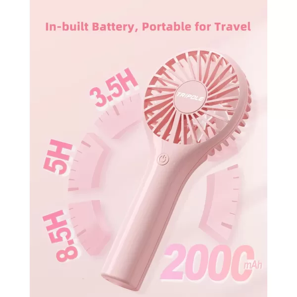 TriPole Mini Portable Handheld Fan Bundle 3 Speeds Powerful Small Fans for Travel Concerts 2000mAh Rechargeable Battery Fan for Makeup Eyelash