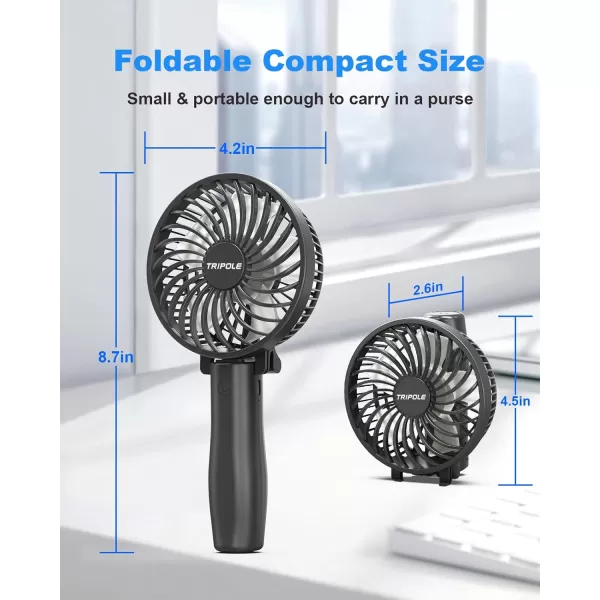 TriPole Mini Portable Handheld Fan Bundle 3 Speeds Powerful Small Fans for Travel Concerts 2000mAh Rechargeable Battery Fan for Makeup Eyelash