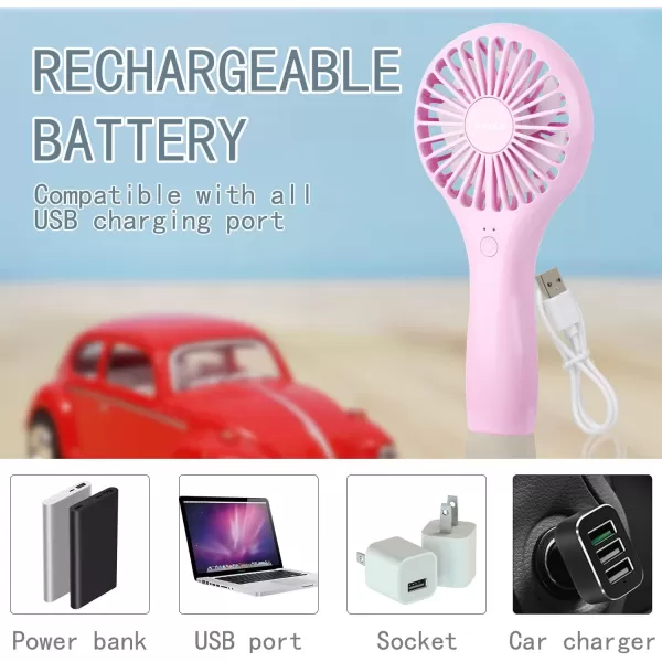 TriPole Pink Handheld Fans Bundle Mini Personal Fan Battery Operated Portable Fans for Kids Girls Children Students