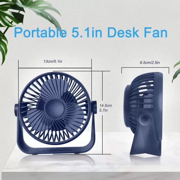 TriPole Small Desk Fan USB Powered Mini Fan ampamp Rechargeable Battery Operated Table Fan Bundle 3 Speeds Powerful Wind Personal Fan for Office Home Camping