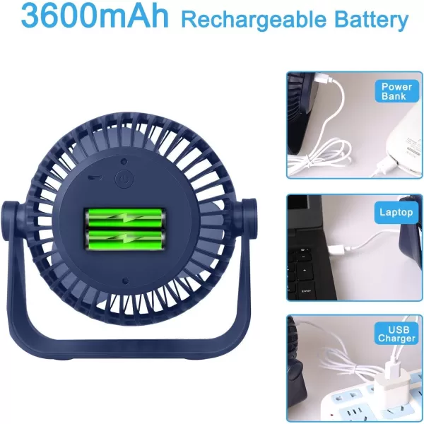 TriPole Small Desk Fan USB Powered Mini Fan ampamp Rechargeable Battery Operated Table Fan Bundle 3 Speeds Powerful Wind Personal Fan for Office Home Camping
