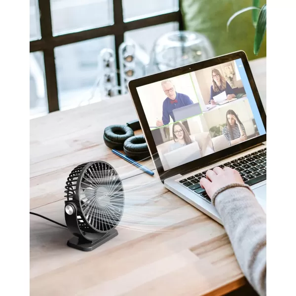 TriPole Small Desk Fan USB Powered Personal Fan Strong Airflow 3 Speeds Mini Fan 360Rotation Portable Fan 51 Inch Quiet Table Fan for Home Office Bedroom Desktop Travel Green 49ft CableBlack