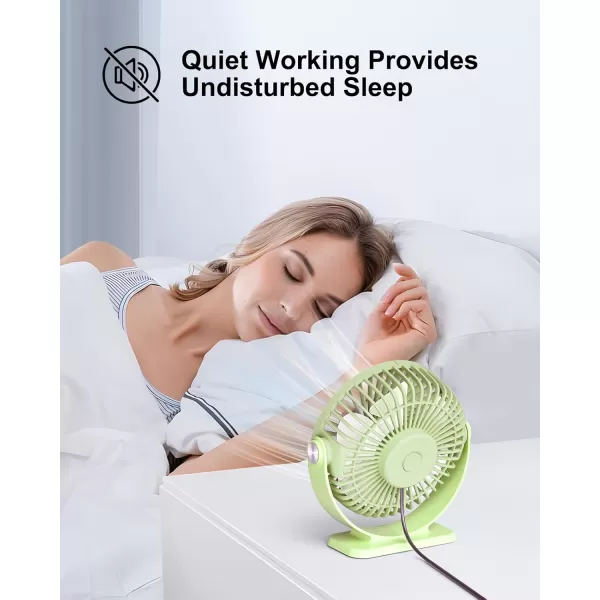 TriPole Small Desk Fan USB Powered Personal Fan Strong Airflow 3 Speeds Mini Fan 360Rotation Portable Fan 51 Inch Quiet Table Fan for Home Office Bedroom Desktop Travel Green 49ft CableGreen