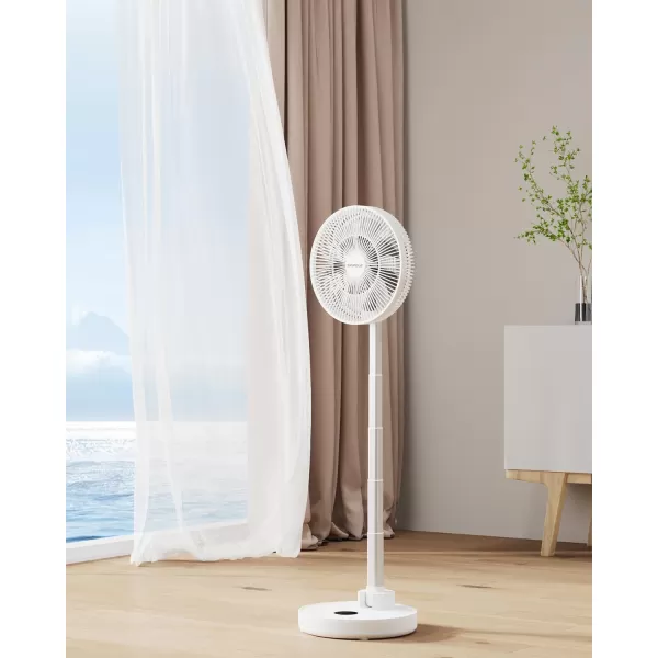 TriPole Standing Oscillating Pedestal Fan Rechargeable Battery Operated Quiet Height Adjustable Floor Fan with Remote Timer Foldaway Portable Fan for Bedroom Home Travel 531H Working 12White