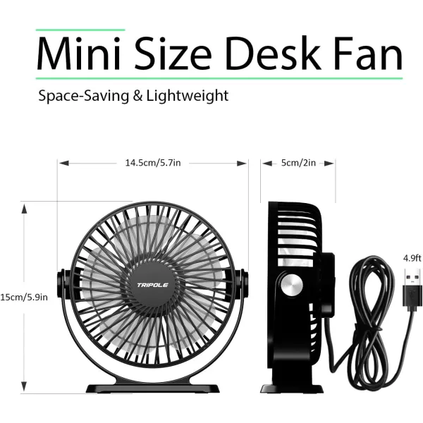 TriPole USB Powered Desk Fan and Lollipop Handheld Fan Bundle 3 Speeds Small Desk Fan 2 Speeds 5000mAh Battery Operated Portable Fan