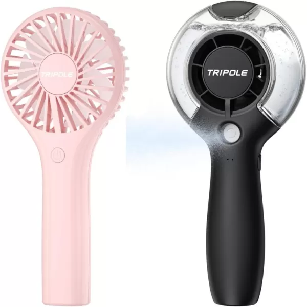 TriPole Handheld Fan with Mist Bundle Portable Hand Held Fan High Speed Water Spray Misting Fan Rechargeable Battery Fan for Travel Outdoor Summer Cooling