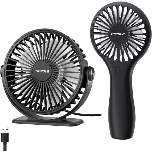 TriPole Handheld Mini Fan USB Powered Desk Fan Bundle Portable Small Fan for Travel Speed Adjustable Powerful Personal Fans for Office Outdoor
