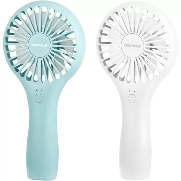 TriPole Mini Portable Fans Bundle Blue Handheld Fan White Personal Fan Lash Fan for Eyelash Extensions