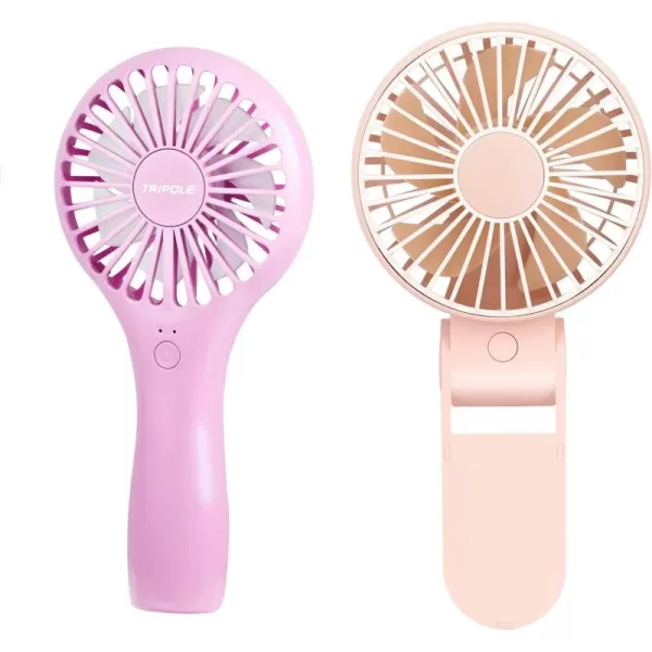 TriPole Pink Handheld Fans Bundle Mini Personal Fan Battery Operated Portable Fans for Kids Girls Children Students